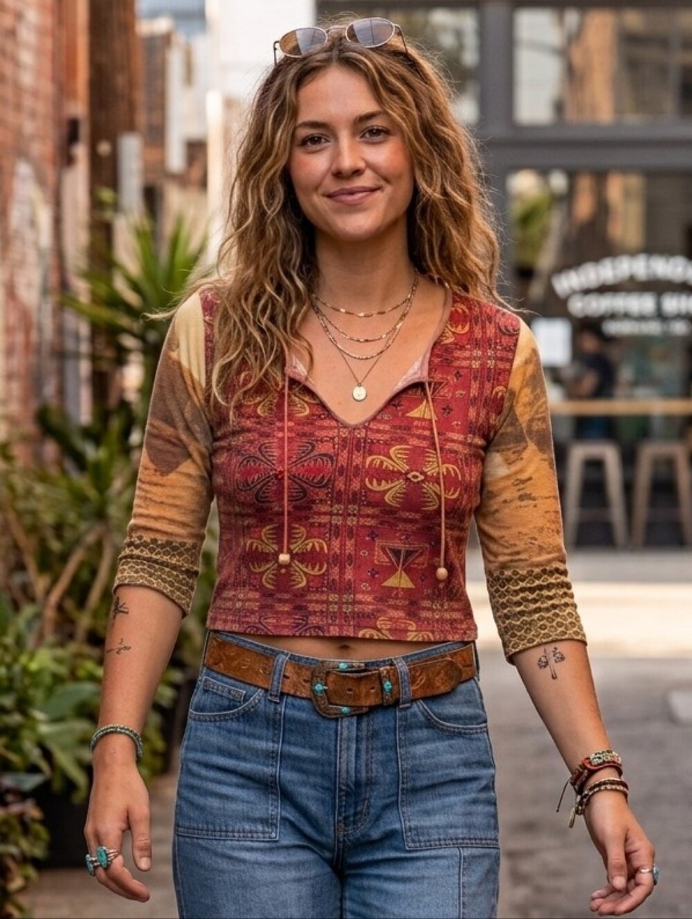 Nevada Jeanswear Vintage Y2K Crop Top Size S Indie Sleeze Boho Western Grunge